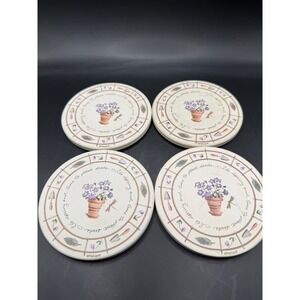Pfaltzgraff Coasters Set‎ of 4 Cork Backed Spring Garden Floral Drink Coasters
